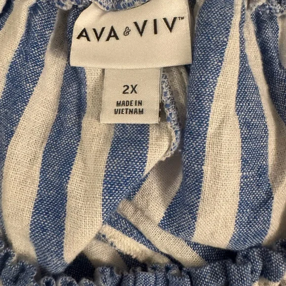 Ava Vic Shorts Blue White Striped Linen Blend Preppy Beach - Picture 12 of 13